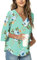 TAOHUADAO Womens Casual V-Neck Loose Tunic Top for Leggings 3/4 Sleeve Chiffon Blouse Shirt Tops 2X-Large, Mint Green