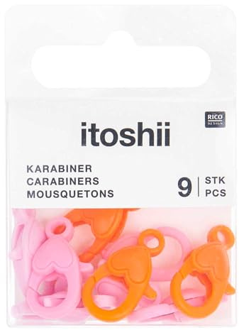 Rico Design itoshii Karabiner-Set Pink Mix 9 Stk Schmuckverschluss 12 mm breit 22 mm lang Kunststoff Ganzjährig geeignet
