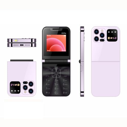 AZUIQiMeng Mini i15 Pro Téléphone Portable Débloqué 2024, Plus Petit Téléphone Mobile, Téléphone à Clapet pour Les Personnes âgées, Dual Sims, 1000mAh, 1.8 inch (Rose)