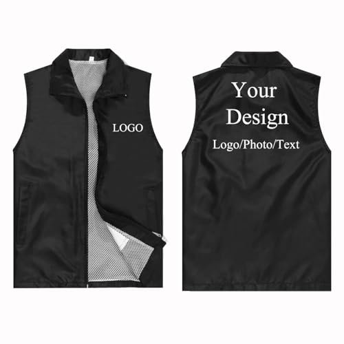 Tuboshu Gilet con Logo Personalizzato Giacca Personalizzata Cappotto Personalizzato Stampa di Foto/Testo Gilet Estivo Sottile Uomo Donna Abiti da Lavoro Uniformi Capispalla Top Color3,M