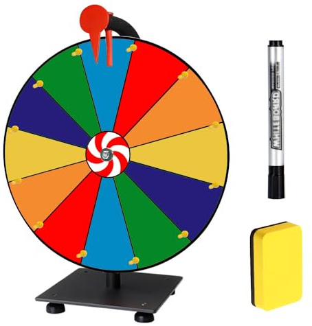 Glücksrad zum Drehen, TGKYK 30cm Glücksrad zum Selbstgestalten mit Radiergummi und Markierstift, 12 Steckplätzen Drehrad Glücksrad, Lucky Wheel für Lotteriespiele, Karneval Party, Verkaufsförderung