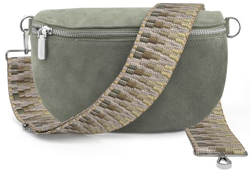 ARTVALL - Umhängetasche Wildleder Tasche Handtasche Velours Bauchtasche Klein mit Schultergurt Design Taschenband abnehmbar verstellbares Riemen Crossbody Bag Echt Ledertasche Damen mit Reißverschluss
