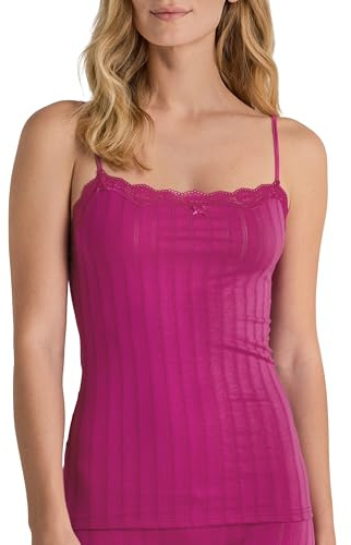 CALIDA Etude Toujours Spaghetti-Top Damen, verstellbare Träger, edle Nadelstreifen-Optik, Swiss+Cotton-Gütesiegel Orchid Flower 48-50
