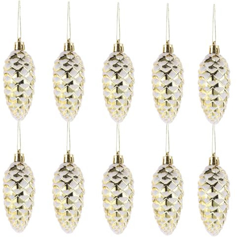 Warmhm 10st Tannenzapfendekorationen Artificial Pine Cone Glitzer-tannenzapfen Zum Aufhängen Weihnachtsbaumfüller Weihnachtsdekoration Mit Tannenzapfen Christmas Tree Pine Cones Plastik