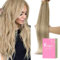 YoungSee 150g Clip in Extensions Echthaar Goldblond Echthaar Extensions Clip Blond 50 cm Extensions Echthaar Clip Haarextension Clips Haarverlangerung Echthaar Clip Dickes fur Damen #16/22