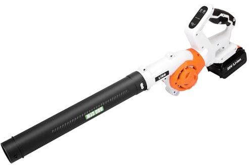 LIGO 20V Cordless Leaf Blower with 4.0Ah Battery | 450CFM/160MPH High-Speed Dual Fan | 3-Speed Memory & 180° Handle | 4 Nozzles + Extension Tube for Lawn, Workshop, Desktop (Battery Share Platform)