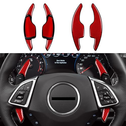 OYDDL 2PCS Lenkrad Schaltpaddel Verlängerung Schaltwippen Aufkleber Cover Trim Kompatibel mit Chevrolet Camaro (2016-2023) / C7 (2014-2019) Zubehör-Rot