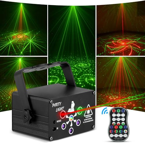 Disco Party Light with Remote Control, DJ Projector Music Controlled Strobe Lights, Sound Activated LED Party Lamp, Stage Effects Indoor KTV Projector for Home Birthday Christmas Bar Karaoke