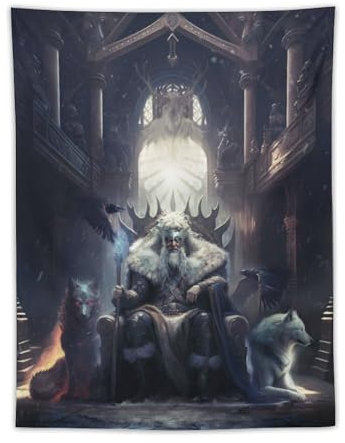Poster der griechisch-nordischen Mythologie, Götter, Odin der Allvater, Wandteppich, Kunstdruck, Wandbild, Foto, Farbe, Tapisserie, hängendes Bild, Familie, Schlafzimmer, Dekoration, Geschenk, 76,2 x