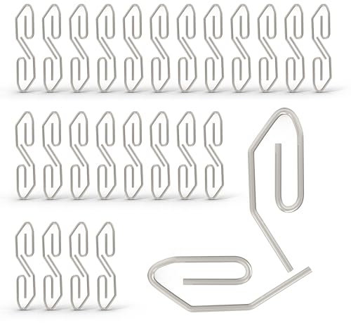 ipow Lot de 50 Crochets à Rideau Métalliques pour Tringle/Rail,35 * 12 mm,Crochet en Acier Galvanisé Accroche Rideau de Fenêtre/Porte/Douche/d'en-tête et Draperie Décorative