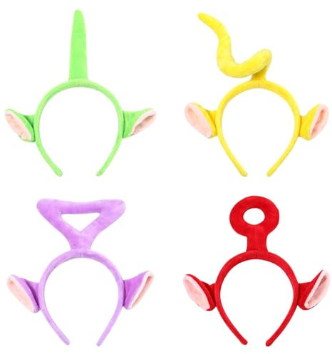 BCVSER 4 Stück Teletubbies Styling Haar Hoop, Teletubbies Plüsch Haarbänder für Teletubbies Kostüm Cosplay, Weihnachten Party, Karneval
