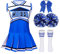 Haozozo Cheerleader Kostüm Kinder, Cheerleader Kostüm Mädchen Karneval Kostüm Kinder Faschingskostüme Kinder Mädchen mit Kleid Stirnband Pompons und Strümpfe