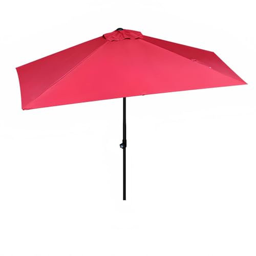 GUOGLZ Demi-parasol De Terrasse De 245cm – Parasol De Jardin De Balcon，Hauteur Réglable– Pour Contre Un Mur Un Porche(Wine red)