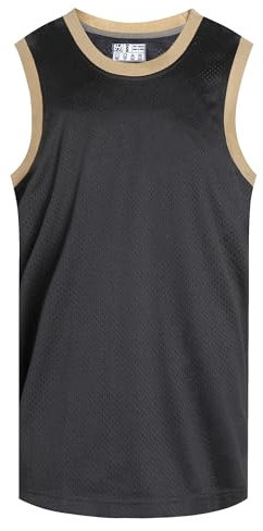 Pullonsy Herren Blank Basketball Trikots Mesh Athletic Sports Shirts Plain Performance Team Uniformen, Gold Neck-Black Jersey, L