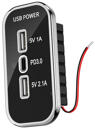 ALLWSLucky USB C Steckdose 12V Wohnmobil Ladegerät, PD3.0 & 2,1A & 1A Auto USB Steckdose 12V Einbau Camper für Auto Golfwagen, Boot LKW Wohnwagen