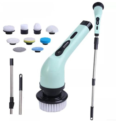 Multipurpose Electric Scrubbing Brush for Home and Vehicle Cleaning with Digital Monitor