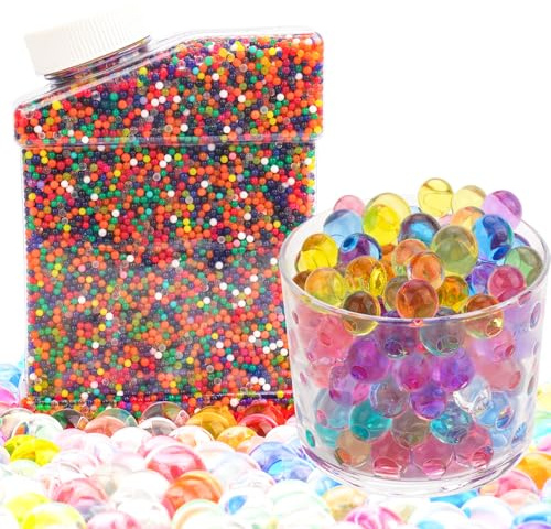 sebudion Wasserperlen 60.000 Stück inkl. 30ml Werkzeug für Einfache Anwendung Püree, Bunte Gelperlen Ungiftig Wiederverwendbare, Water Beads für Dekoration, Pflanzen, Vasenfüller
