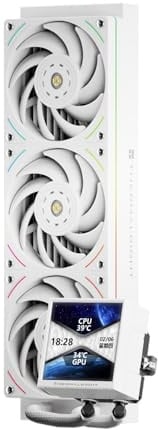Thermalright TR Peerless Vision 360 UB ARGB White CPU Aio, sistema di raffreddamento ad acqua con ventole in linea, schermo LCD IPS da 3,95 con risoluzione 480 x 480, per AM4/AM5; Intel1851