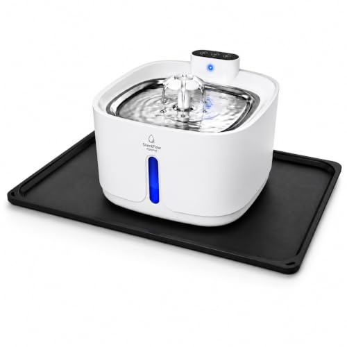 SilentFlow PurePet Katzenbrunnen kabellos 3,2 L mit Bewegungsmelder | 4000 mAh Akku, 4-Fach-Filter, leise Pumpe unter 32 dB