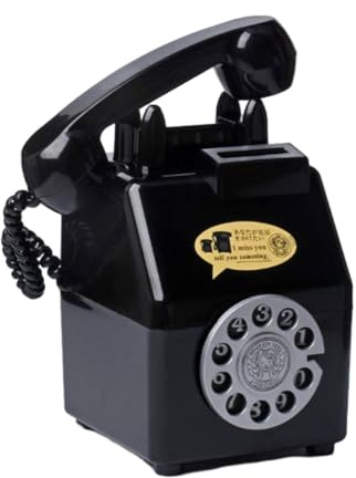 Jugutyeg Sparschwein Telefon Sparbüchse Vintage Münzbox Geldsammler Cartoon Dekoartikel Aus Material für Dekoration Kinder Schreibtisch Wohnzimmer, Schwarz