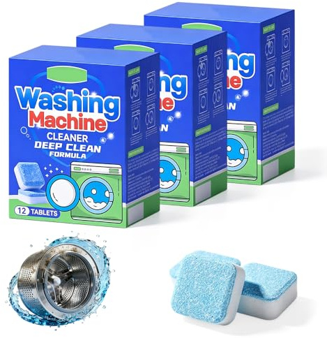 Waschmaschinenreiniger Tabs, Tiefenreinigung und Entkalker Waschmaschine, Kraftvolle Waschmaschinen Reiniger Tabs Gegen Schmutz und Geruch, Waschmaschinenpflege für Alle Modelle (3 Pcs)