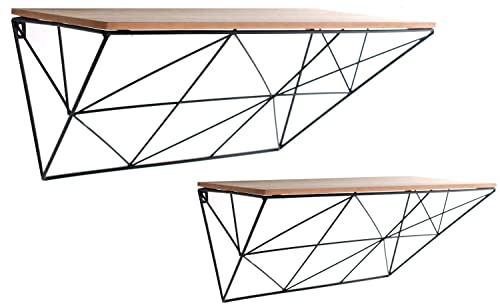 Carousel Home and Gifts Set Of 2 Black Single Coated Metal Wall Mounting Display Shelves 50cm x 32cm x 16cm