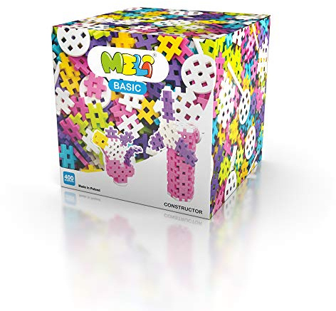Meli Basic Constructor Pink 400 | 400 Bausteine inkl. Räder & Spezialteile | Kreatives Steckspiel für Kinder ab 3 Jahren | Konstruktionsspielzeug für Autos, Roboter & mehr