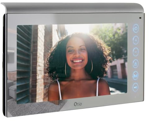 Otio - Moniteur Vidéo Reflet 7 pour Portier Vidéo - Écran Effet Miroir 720p - Finition Aluminium - Commandes Portail et Gâche - Mémorisation Visiteurs - Gris - 100m