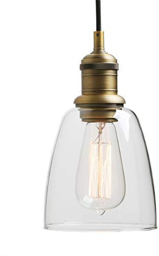 Yosoan Lighting Industrial Pendant Light Fittings with Glass lampshade, Loft Bar Edison Hanging Ceiling Lights Chandelier for Kitchen Island Living Room Dining Room Front Mirror (Antique)