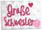 GLITZER Bügelbild große Schwester mit Herz 12,5 cm Aufbügler Applikationen Bügelsticker für Stoffe Textilien Kinder zum Aufbügeln Flicken, Farbe:Glitzer pink