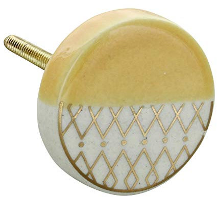 G Decor Boutons de Porte en céramique Style Shabby Chic Jaune