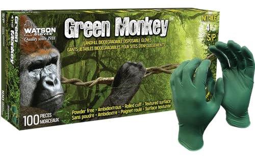 100 Pack Men's Large Green Monkey Nitrile Disposable Gloves