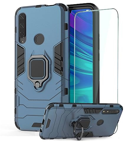 Ethika DESCHE für Huawei P Smart Z Hülle mit Ring, Ringhalterung HandyhülleSchutzfilm, kompatibel mit magnetischer Autohalterung - Navy