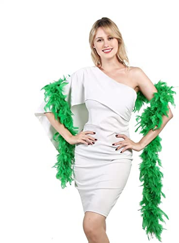 60 g, 2 Meter lange Chandelle-Federboa, ideal für Party, Hochzeit, Halloween-Kostüm, Weihnachtsbaum, Dekoration, Grün , 60 gram, 2 yard-long