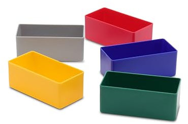 1a-TopStore 25 Stück Einsatzkasten E40/3, 99x49x40 mm,farblich sortiert, aus Polystyrol, Industrienorm, für Schubladen, Sortimentskästen, Organizer, Werkzeugkoffer