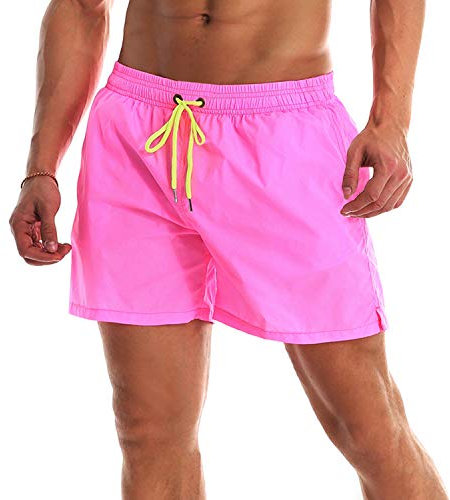 YnimioAOX Short de bain pour homme à séchage rapide, rose, 38