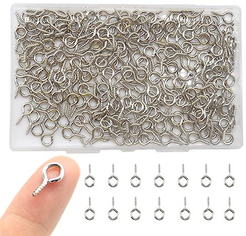 CEEYSEE 300 Pezzi Viti ad Occhiello 6 x 12mm Mini Occhi a Vite Ganci Autofilettanti, Ganci per Ciondoli, Artigianato, Bottiglie di Sughero, Creazione di gioielli fai da te (YJY0)