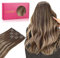 WENNALIFE Remy Extensiones de clip de pelo natural, con una longitud de 50 cm, un peso de 120 g y una cantidad de 7 unidades, de color marrón chocolate con efecto barrido a rubio miel