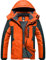 GEMYSE Homme Veste de Ski Imperméable de Montagne Manteau d'hiver Extérieur en Polaire Coupe-Vent avec Capuche (Orange Gris 08,XL)