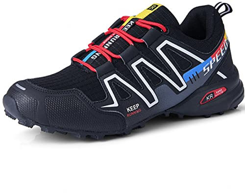 AGYE Fahrradschuhe Herren,rutschfeste Fahrradschuhe Rennrad Mountainbike MTB Schuhe Flat Assisted Sportschuhe,Black-46