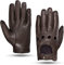 MGGMOKAY Herren Leder Autohandschuhe Touchscreen Lederhandschuhe Ungefüttert,Braun,S