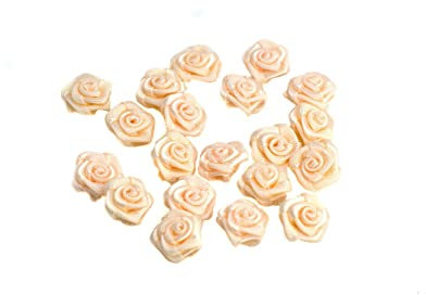 Creativery Satinrosen Mini 10mm x 20 Stück Satinröschen Aufnäher Deko Blumen Rosen zum Basteln Haarschmuck champagner