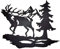 FUFRE Wanddeko Metall Schwarz, Lasergeschnittenes Hirsch/Bär/Wolf-Logo Für Hütten-Dekor, Bergblick, Land-Tier-Jagd-Dekor, Wald-Kiefer, Rustikale Wand-Dekor, Badezimmer, Schlafzimmer (Hirsch)