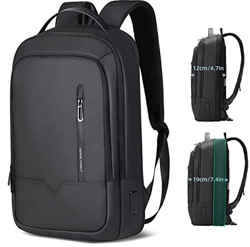HEROIC KNIGHT Zaino per Computer Portatili da Uomo Zaini per PC portatili da 15,6 pollici, con porta USB antifurto Grande Capacità Resistente all'Acqua per lavoro Quotidiano Viaggio Università-Nero