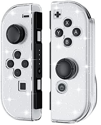 FANPL Glitzer-Schutzhülle für Nintendo Switch & Switch OLED Joy Con, glitzernde, klare Joy Con-Schutzhülle mit ergonomischem Design, weiche Jon-Con-Controller-TPU-Hülle, bequem, einfache Installation