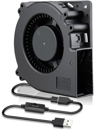GDSTIME 120mm USB Blower Fan 5v with 3-Speed Adjustable 120 x 32mm Centrifugal Fan for TV Stand Modem GPU Network Switches Receivers DVR Xbox Cooling or Cabinet air circulation
