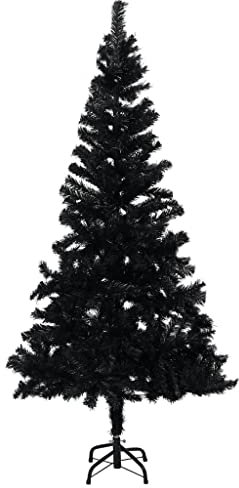 vidaXL Árbol de Navidad Artificial con Soporte Invertido Decoración Adornos Festivos Navideño Vacaciones Interior Exterior Negro PVC 120cm