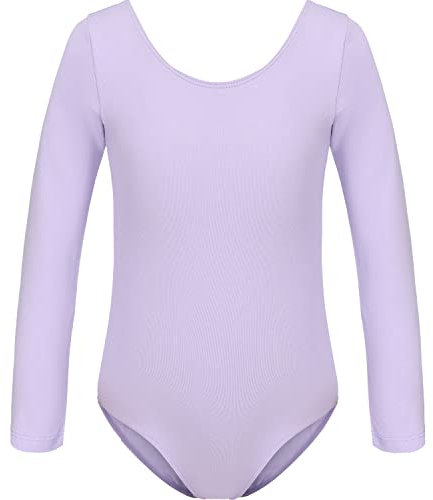HIPPOSEUS Ragazze Body da Danza con Maniche Lunghe Classico Body Ginnastica Bambina Ballet Leotards,AM0019-Viola,10-11anni