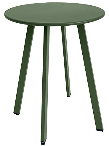 Meluvici Outdoor Beistelltisch, Wetterbeständig Terrasse Kleiner Beistelltisch Outdoor Indoor Runder Metall Stahl Kleiner Beistelltisch, Wasserdichter Beistelltisch für Garten Balkon Hof, Dunkelgrün