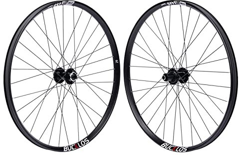 BUCKLOS AL6061 Mountainbike-Laufradsatz, vorne 15x100 mm hinten, 12x142 mm Dual-Scheibenbremsen, doppelwandiger Drahtreifen 1.9/2.5 32H Fahrradreifen, passend für 8/9/10 11S C assette XC AM DH